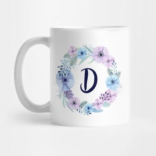 Floral Monogram D Icy Winter Blossoms Mug